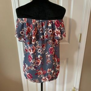 Off the shoulder floral shirt